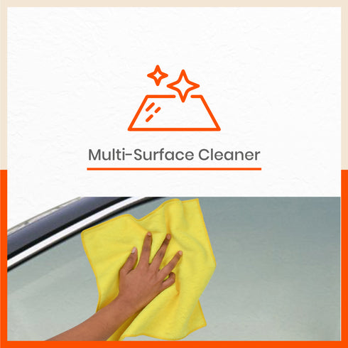 Spic & Span Multi Purpose Micro Fiber Cleaning Cloth - 340 GSM: 40cmx40cm (Pack of 4 - Fluorescent Orange + Fluorescent Green + Fluorescent Yellow + Peach)